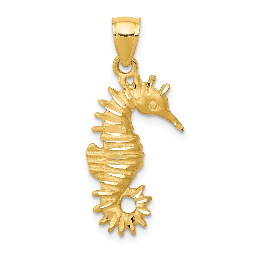 14k Yellow Gold Nautical Sea Life Seahorse Necklace Charm Pendant